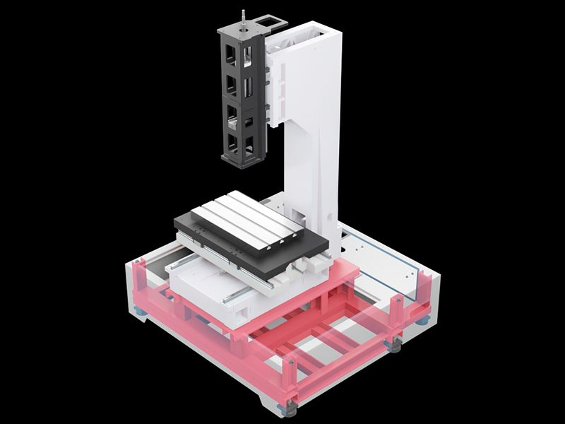 High-rigidity cast structure for EDM machine.